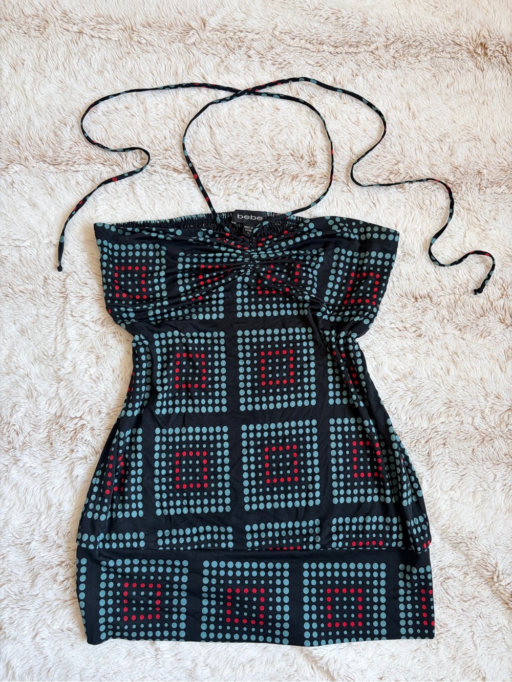 ✨ Vintage Y2K Bebe 100% Silk Halter Tube Top Going Out Coquette McBling Resort